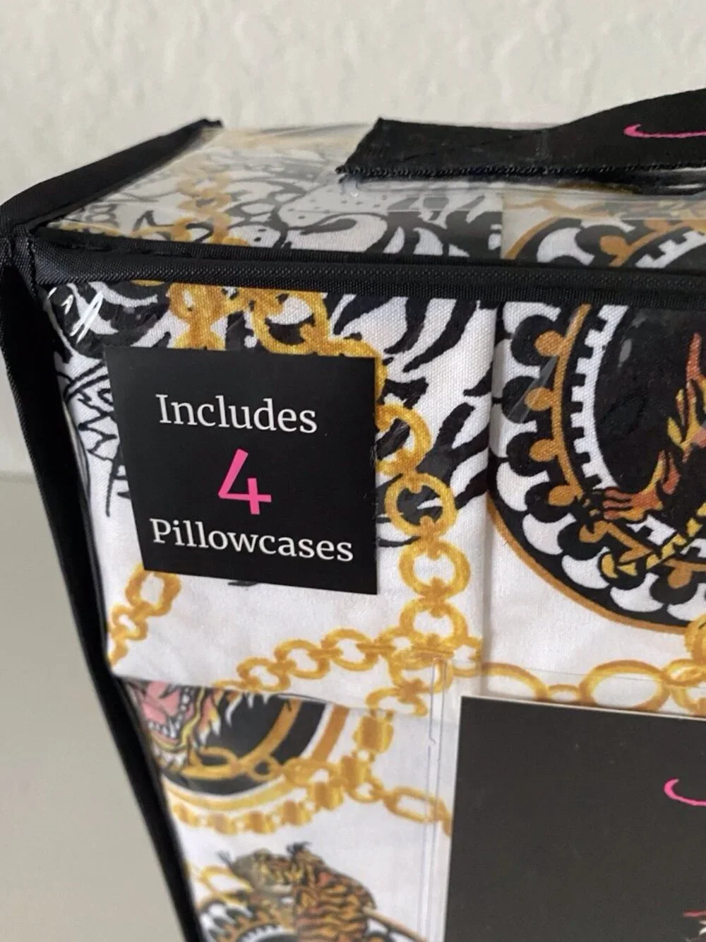 6 Piece Ed Hardy KING Size Sheet Set Americana Asian Tattoo‎ Tiger Print White